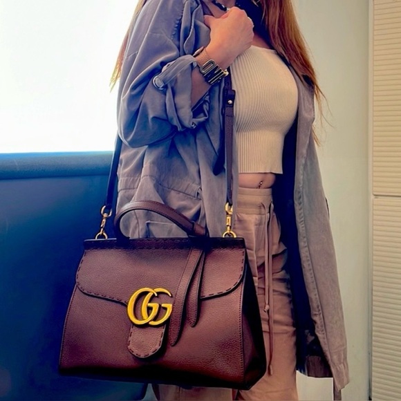 Gucci Marmont two way bag in brown leather 💯 Authentic - Picture 2 of 2